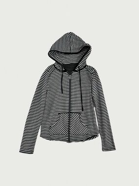 Striped Zip Front Hoodie